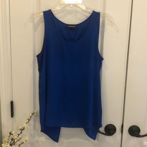 Blue open back tank blouse